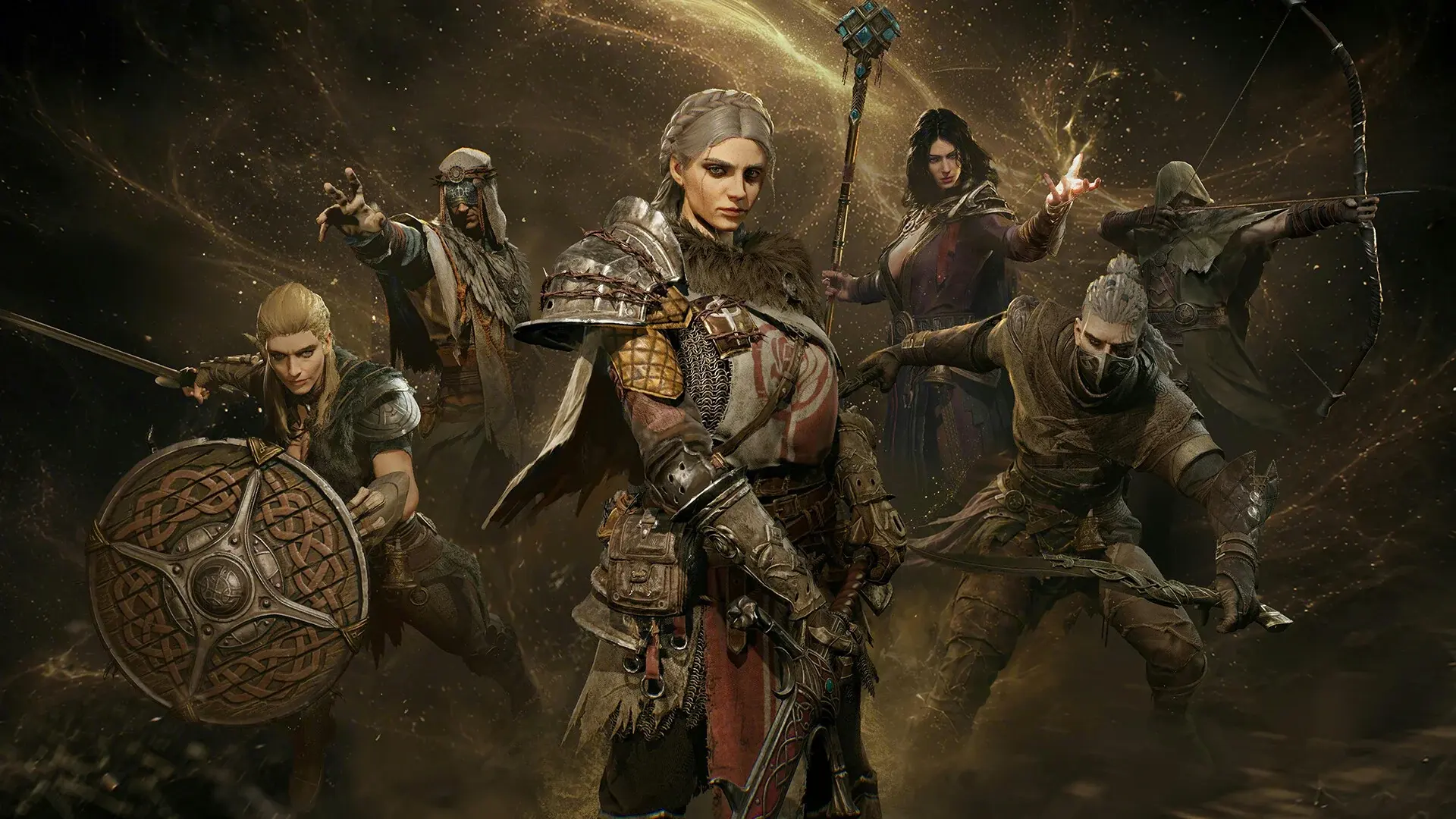 The six playable Gyldhunter classes assembled together